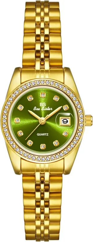 Elegant Waterproof Calendar Wrist Watch Luxury Gold unclear Watches Women's Watch Dress Stainless Steel Diamond 