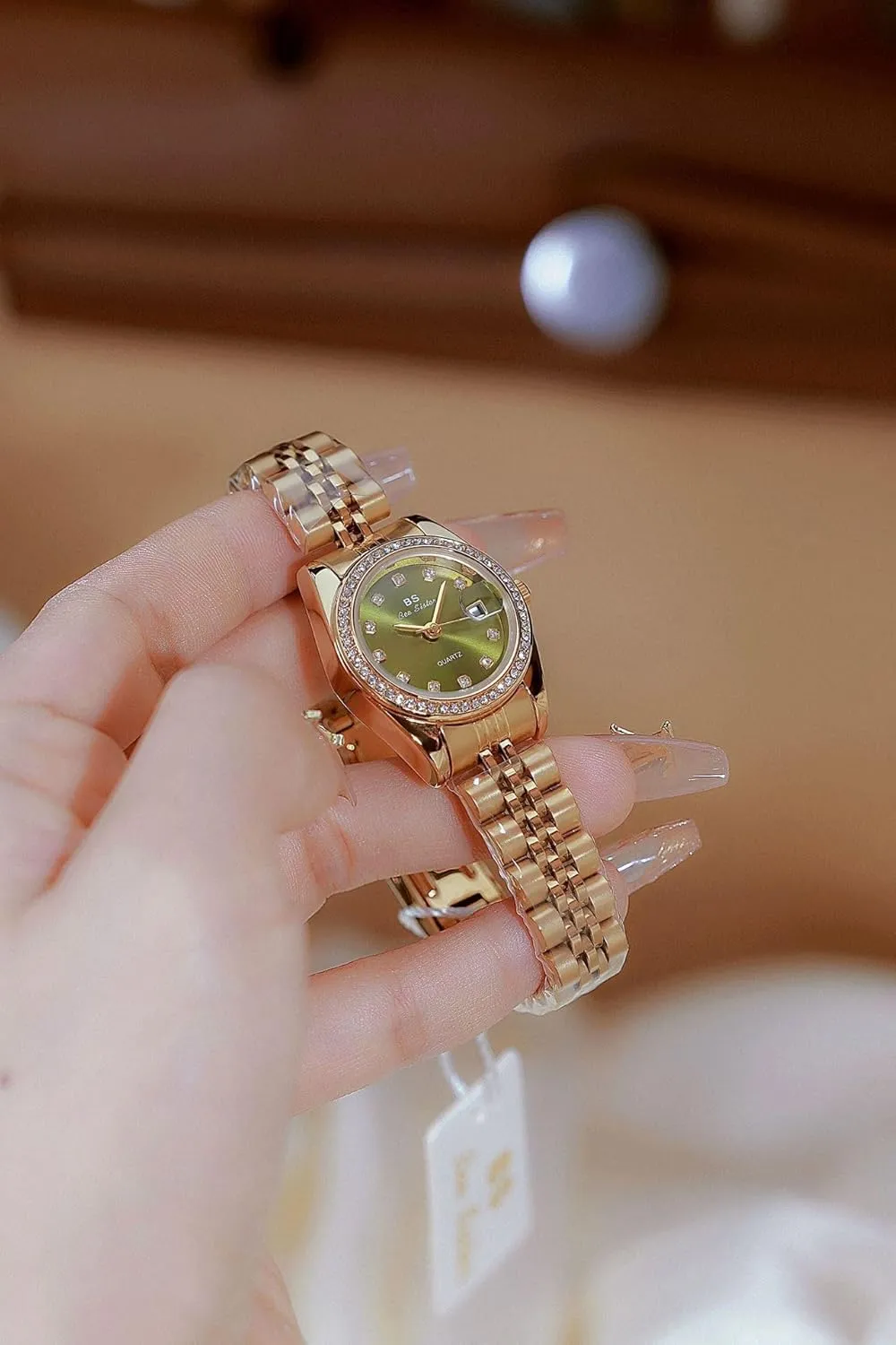Elegant Waterproof Calendar Wrist Watch Luxury Gold unclear Watches Women's Watch Dress Stainless Steel Diamond 