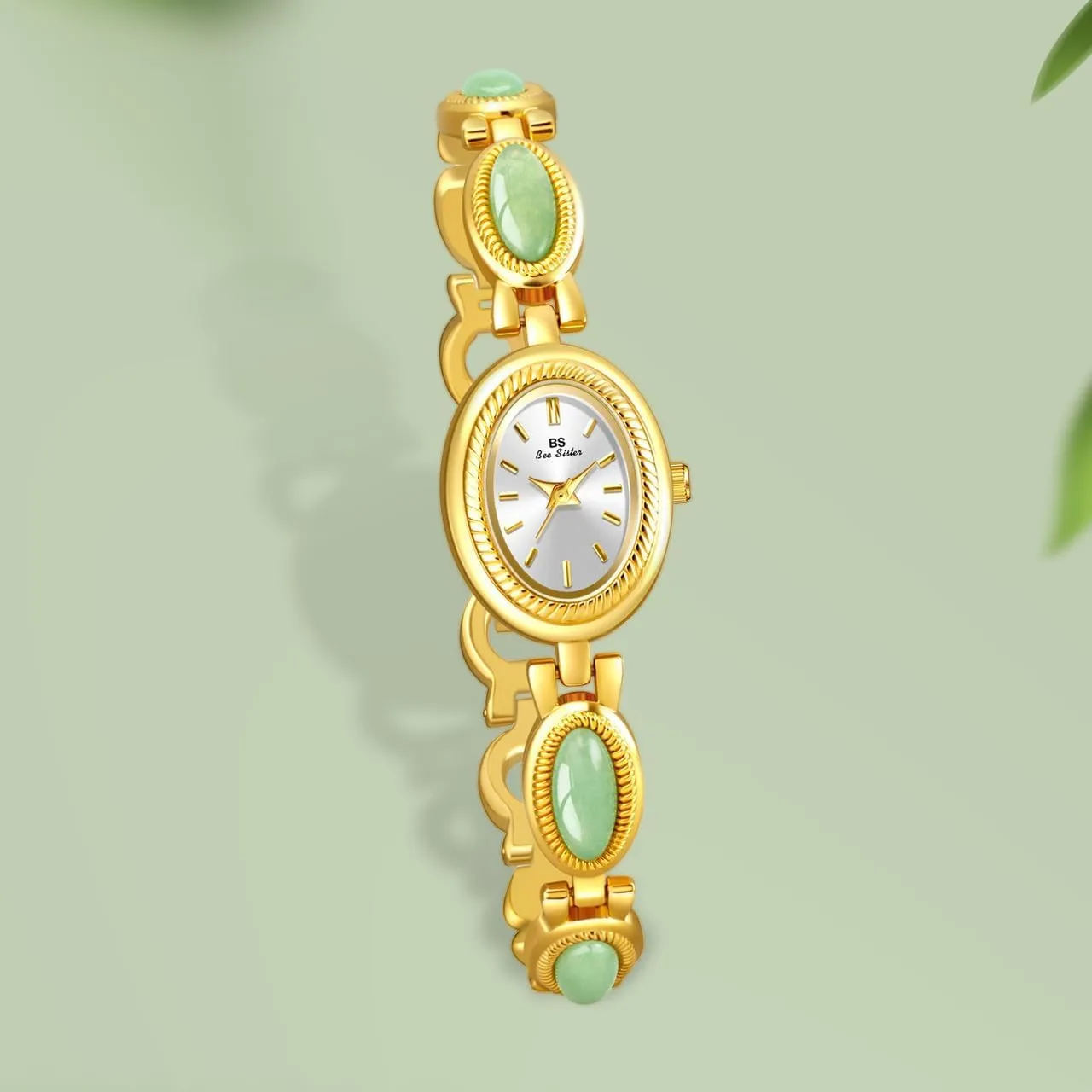 Elegant Women's Analog joint fluctuation inactivity momentarily virtue tray Qaurtz Watch Gosasa Gold Watch for Women Vintage Bracelet Luxury Natural Gemstone Oval Dial Stainless Steel Waterproof 