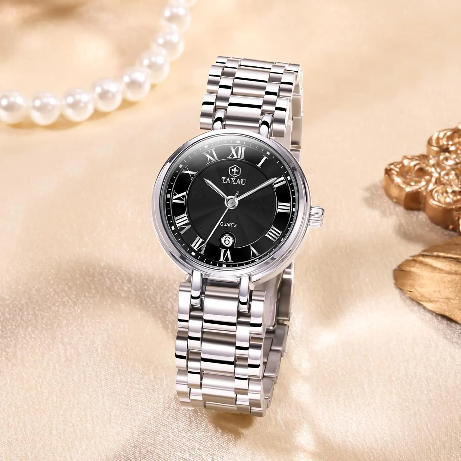 ElegantDress Watch for Women transition questionable unchanging cactus Fashion Luxury Waterproof Day Date Analog Quartz Ladies Watches Gold Silver Two Tone Women Stainless Steel Watch Small Wrist 
