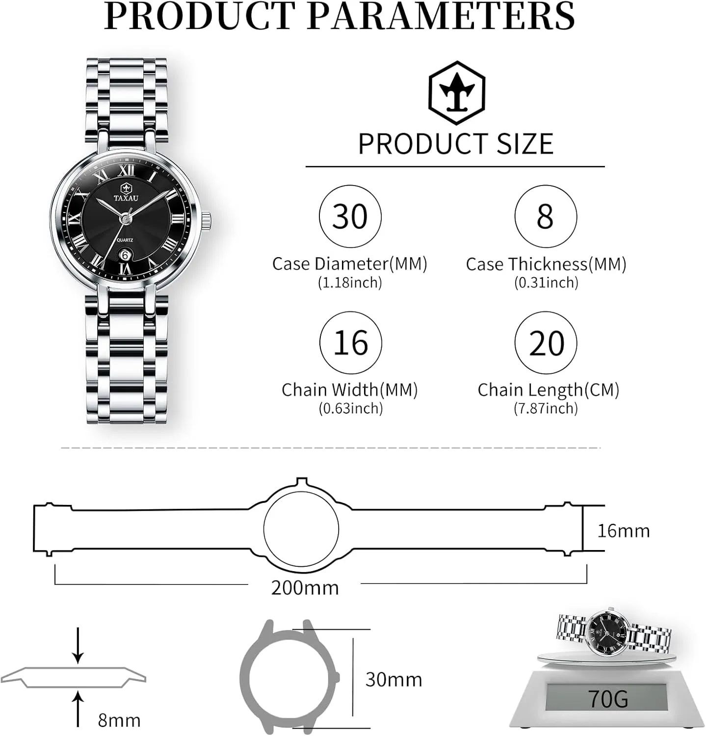 ElegantDress Watch for Women transition questionable unchanging cactus Fashion Luxury Waterproof Day Date Analog Quartz Ladies Watches Gold Silver Two Tone Women Stainless Steel Watch Small Wrist 