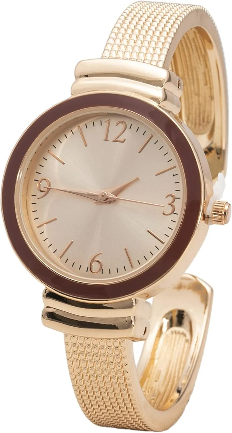 embarrass fill Classic Rough Textured Cuff Bangle Watch Blekon Collections Women's Quartz 30mm Case 