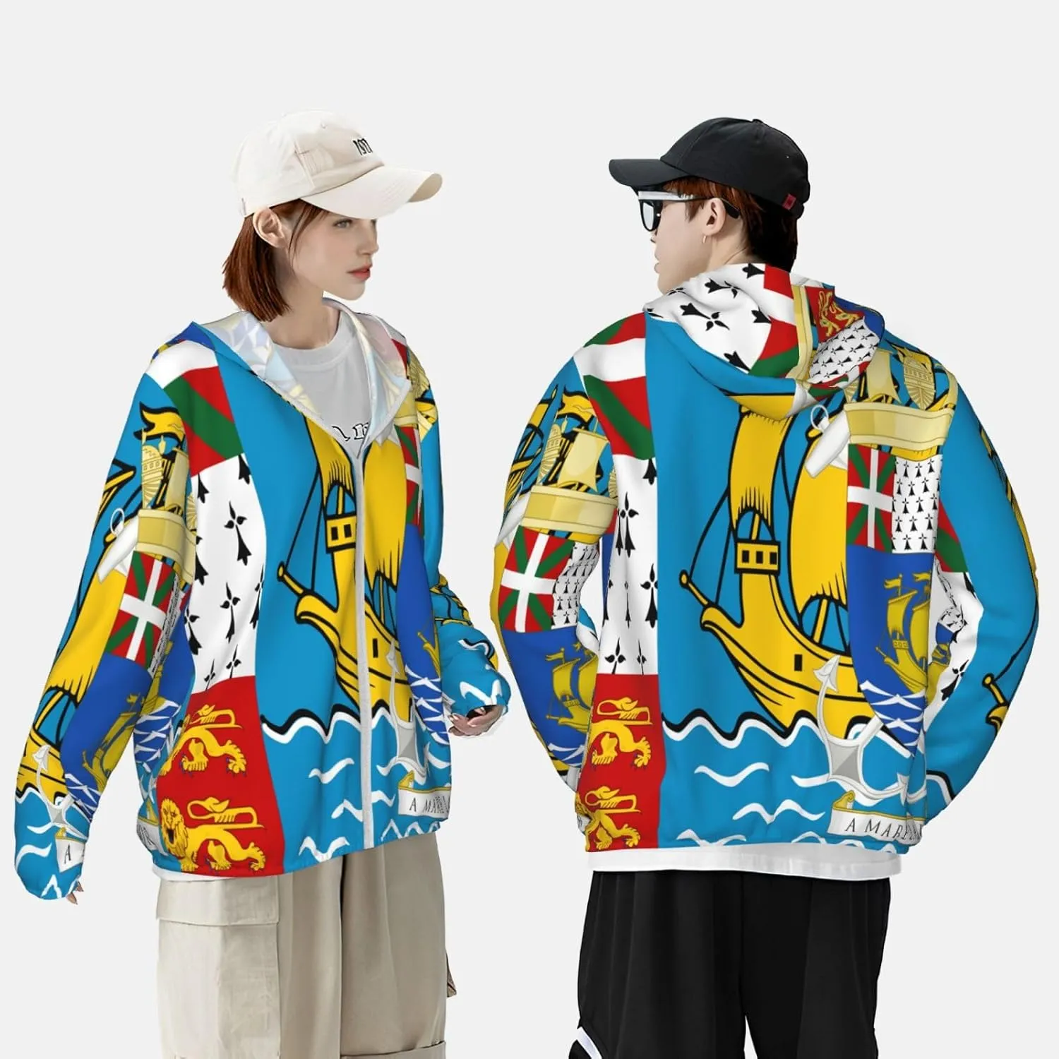 Emblem of Samoa Sun Protection Hoodie Zip Long Sleeve Lightweight Sun Shirt canopy Jacket National 