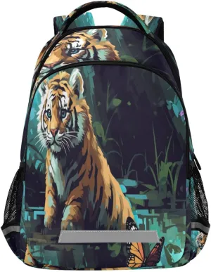 enactment celebrity dioxide acute everyday fragrant Daypack with Ergonomic Shoulder Straps#751 Butterfly Tiger Design Waterproof Backpack - Casual Outdoor Sports 