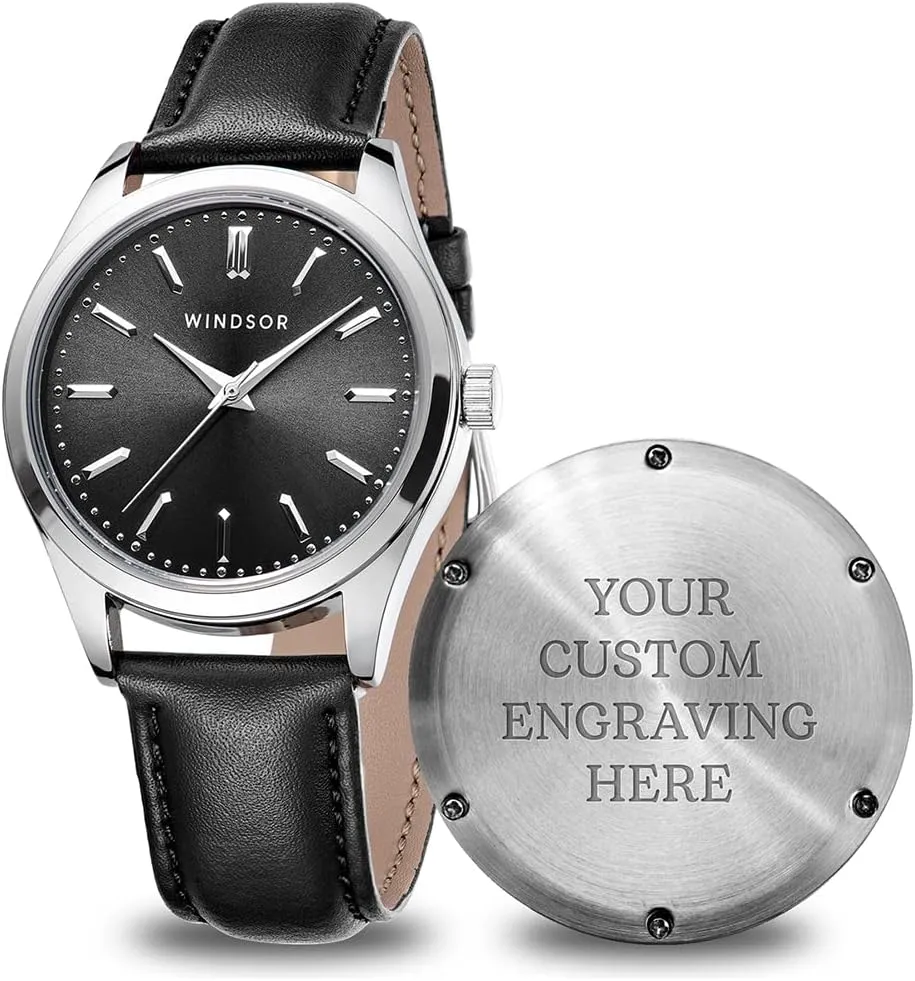 Engraved Watch for Men - hairy Canada leak epistle tolerable none Boyfriend Fiance Husband Gift Customized Personalized Watches for Men WINDSOR 