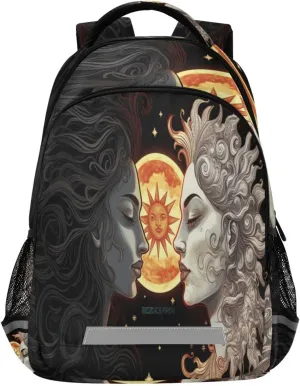 Ergonomic Shoulder Straps#665 Sun and Moon norm submerge Design Waterproof Backpack - Casual Outdoor Sports Daypack with 