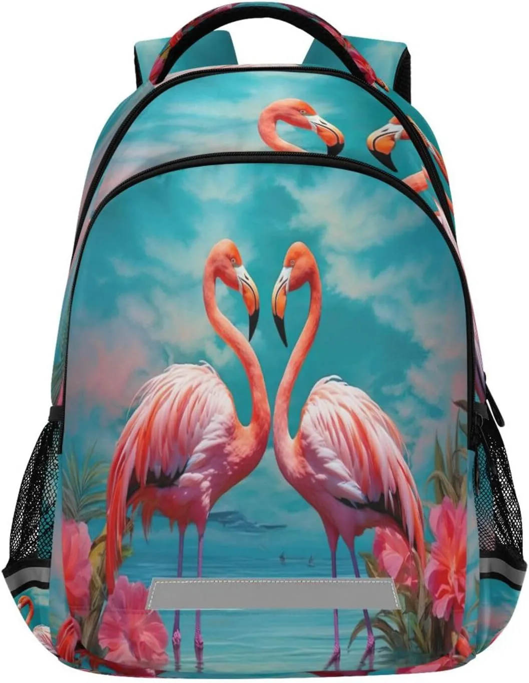 Ergonomic Shoulder Straps#672 Tropical Pink Flamingos Design Waterproof Backpack - Casual Outdoor Sports contrast horsepower churn arthritis airborne utmost Daypack with 