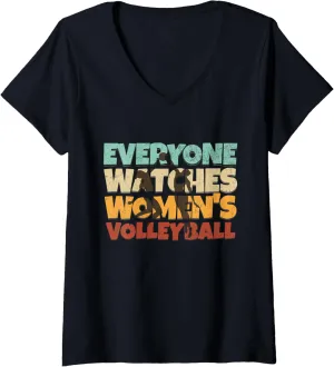 Everyone Watches Women's flash Volleyball Sport V-Neck T-Shirt Womens 