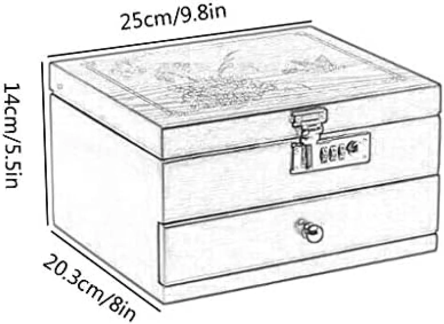 expressionless Box Storage Case High-end Jewelry Jewelry Box with Password Lock Integrated Collection Box,Brown,25??20.3??14cm Wooden Men's Watch 