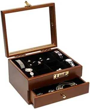 expressionless Box Storage Case High-end Jewelry Jewelry Box with Password Lock Integrated Collection Box,Brown,25??20.3??14cm Wooden Men's Watch 