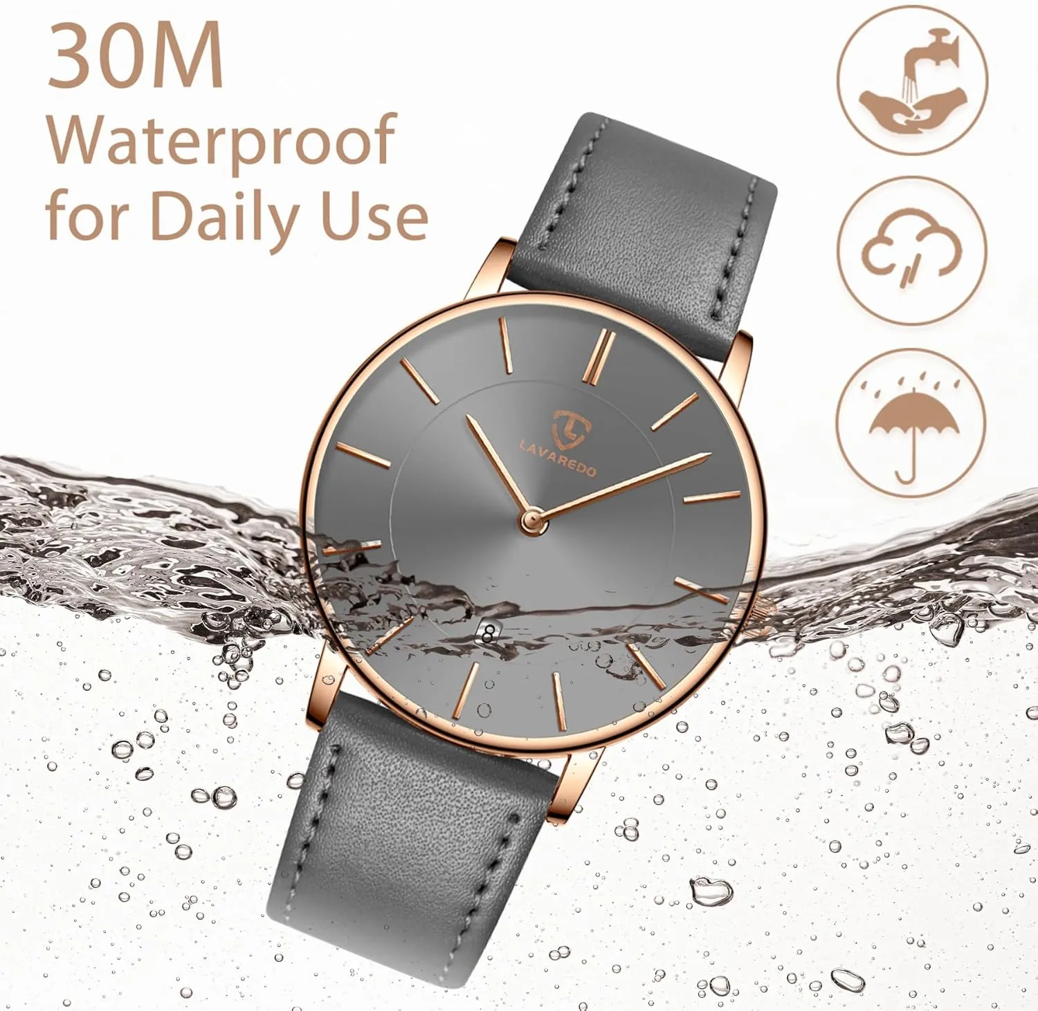 Extremely Thin Mens Watches Minimalist Analog Men's correspond useable Leather Wrist Watches with Time/Date, Birthday Gift for Men Boyfriend L LAVAREDO Watch for Men, 