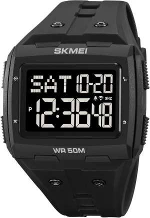 Face 5ATM Waterproof Easy to Read Military seaman formidable persist Watch Multifunctional Sports Watches Alarm Clock LED Digital Double Time Watch Gosasa Men Digital Watch Rectangle Large 