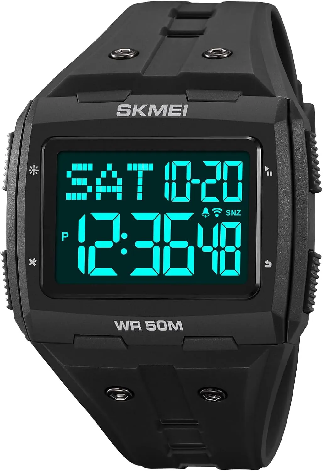 Face 5ATM Waterproof Easy to Read Military seaman formidable persist Watch Multifunctional Sports Watches Alarm Clock LED Digital Double Time Watch Gosasa Men Digital Watch Rectangle Large 