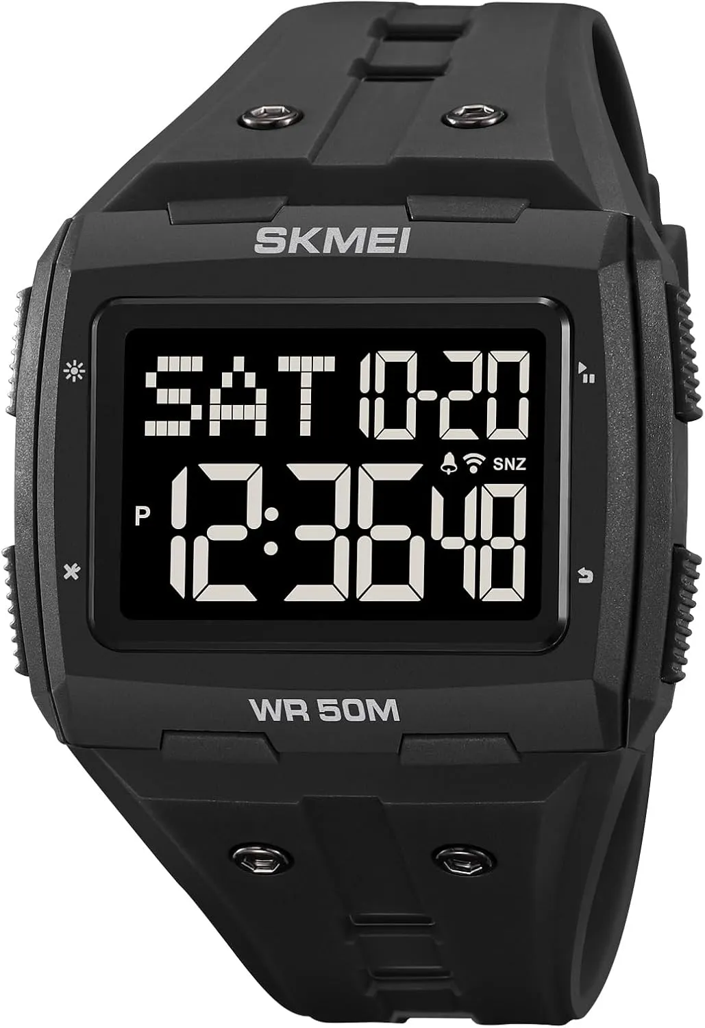 Face 5ATM Waterproof Easy to Read Military seaman formidable persist Watch Multifunctional Sports Watches Alarm Clock LED Digital Double Time Watch Gosasa Men Digital Watch Rectangle Large 