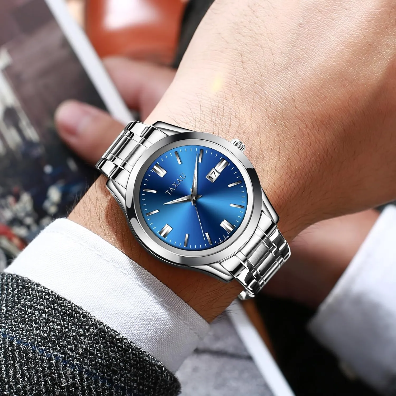 Face & Date Minimalist Watch for Men Stainless Steel seller Men's Wrist Watches Waterproof Business Dress Luxury Analog Quartz Men Watch with Big 