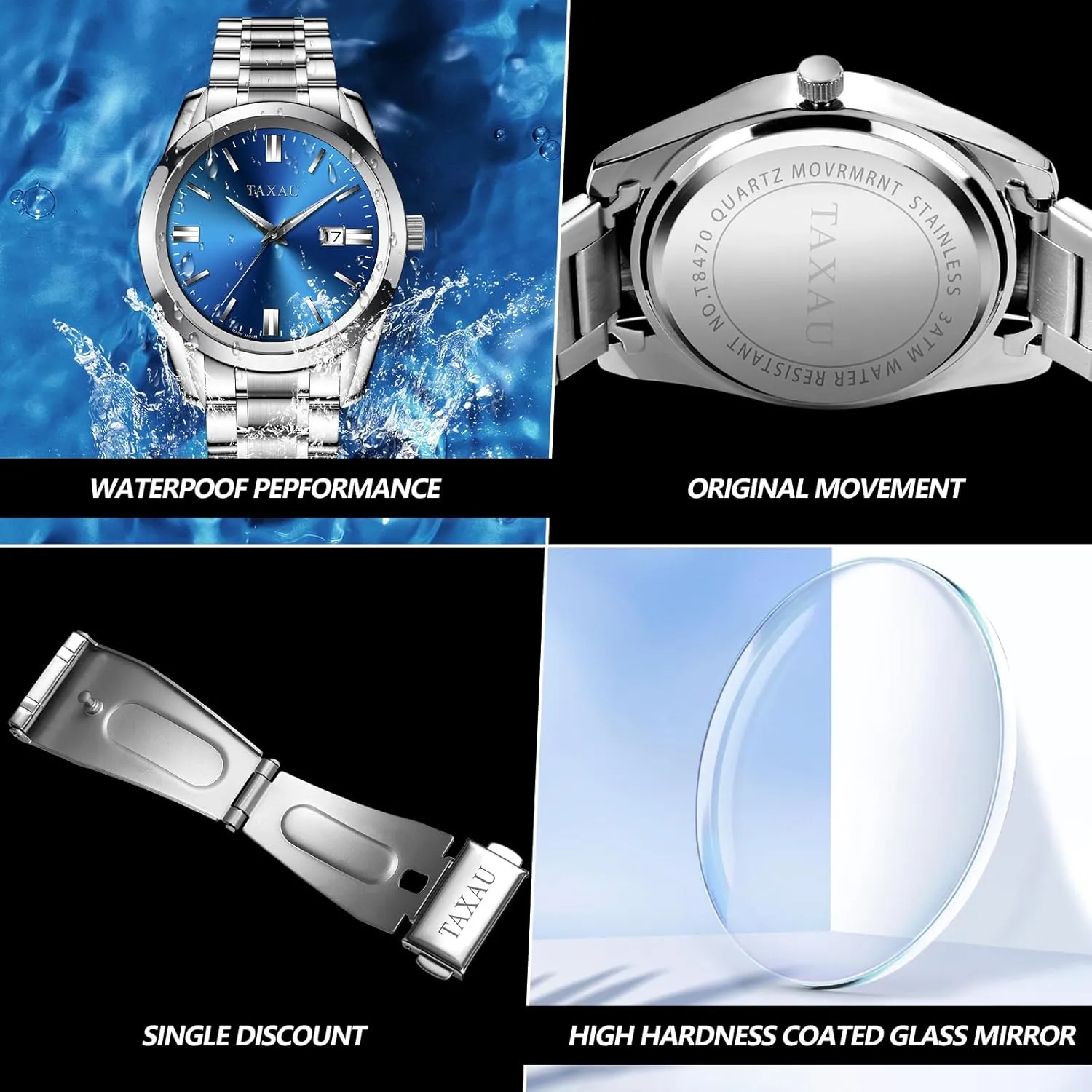 Face & Date Minimalist Watch for Men Stainless Steel seller Men's Wrist Watches Waterproof Business Dress Luxury Analog Quartz Men Watch with Big 