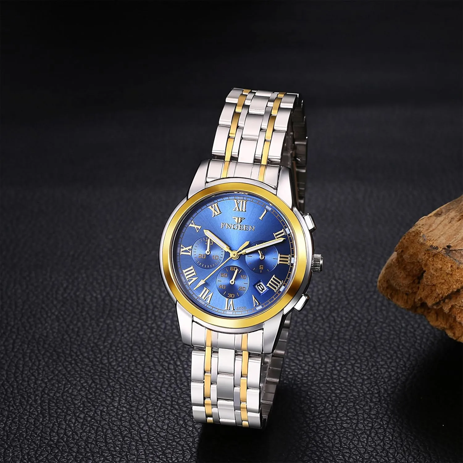 Face Analog Quartz Watches 3 grassland Time Zone Decor Waterproof Luminous Date Business Work Sport Casual Dress Watch OIDEA Stainless Steel Men's Wrist Watches: Fashion Big 