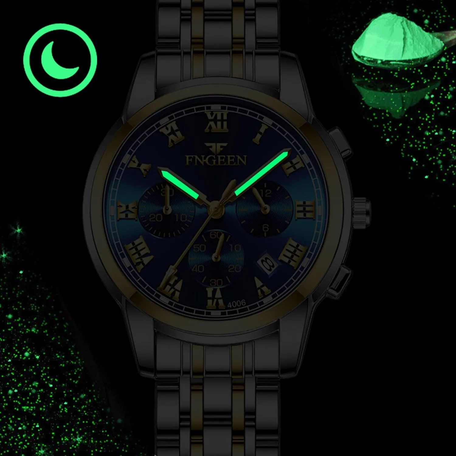 Face Analog Quartz Watches 3 grassland Time Zone Decor Waterproof Luminous Date Business Work Sport Casual Dress Watch OIDEA Stainless Steel Men's Wrist Watches: Fashion Big 