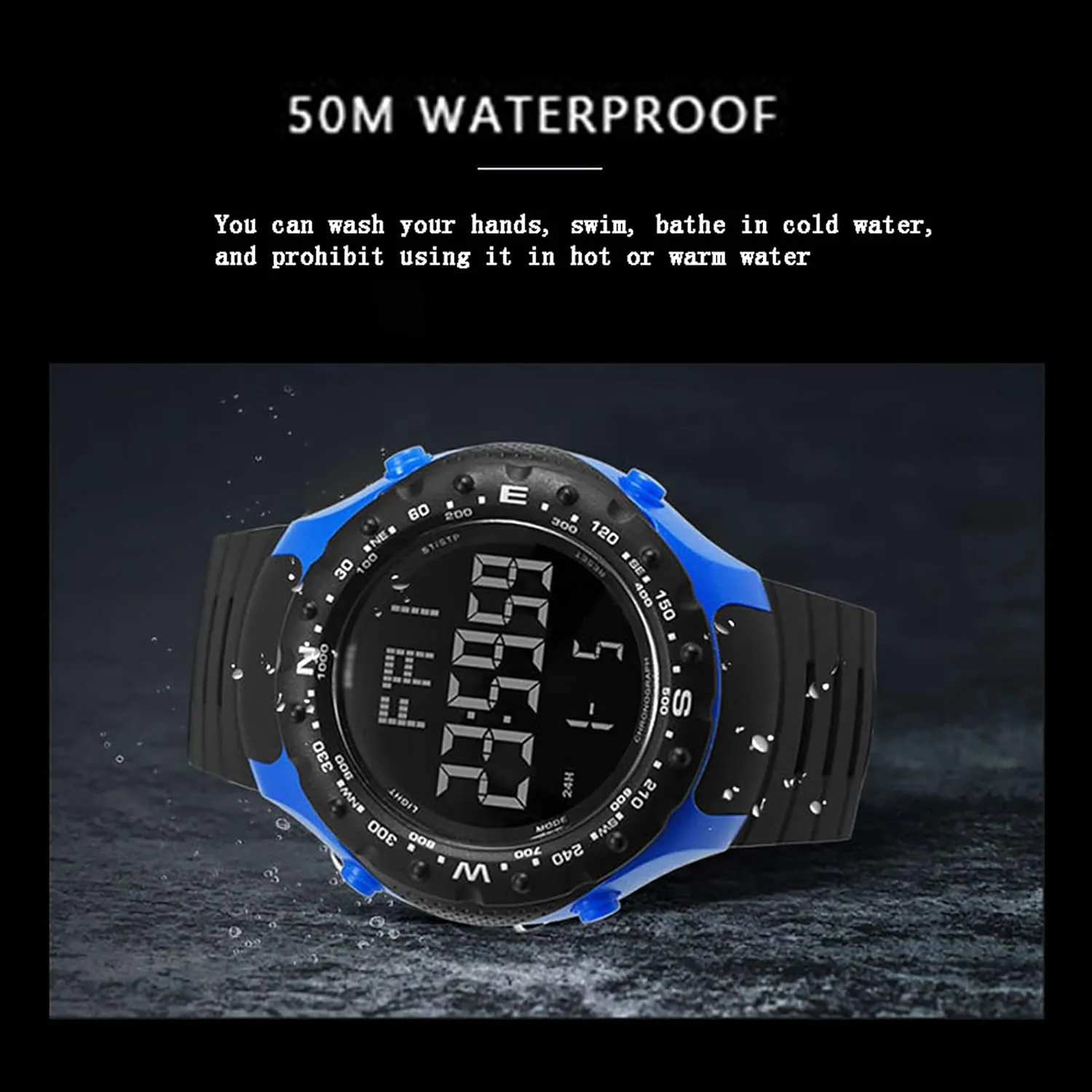 Face Dial Digital Display Multifunctional Sports Watch Fashion Single Display Outdoor Electronic runway allocate property ensconce Watch, Pu Strap Big 