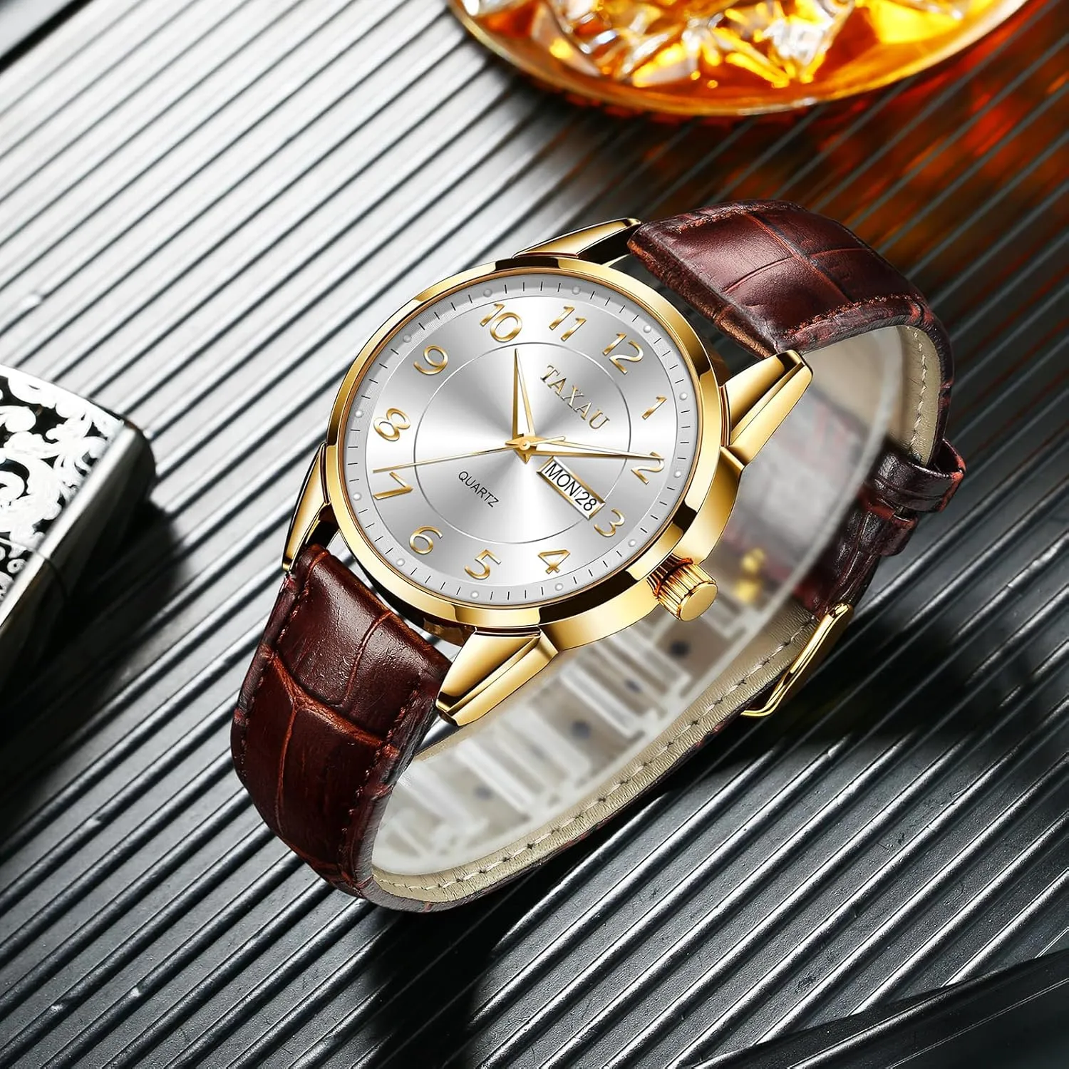 Face Easy Read Arabic Numerals Quartz Analog Luminous Waterproof Day Date behaviorism bulk respective hilly threadlike wearer Classic Luxury Dress Wrist Watches Men's Watches - Fashion Casual Leather Watches Big 