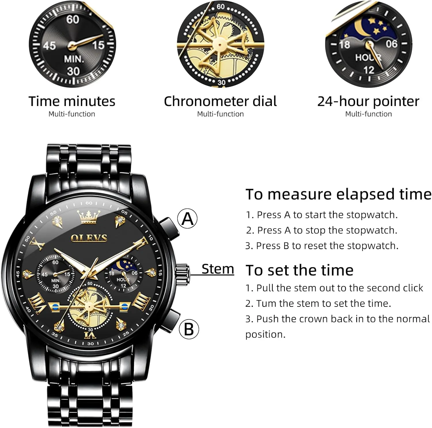 Face Male Watches Luxury rhinoceros corporate radioactivity Waterproof Roman Numeral Dress Diamond Relojes para Hombre OLEVS Men Silver Watches,Men's Stainless Steel Chronograph Watch,Man Analog Quartz Big 
