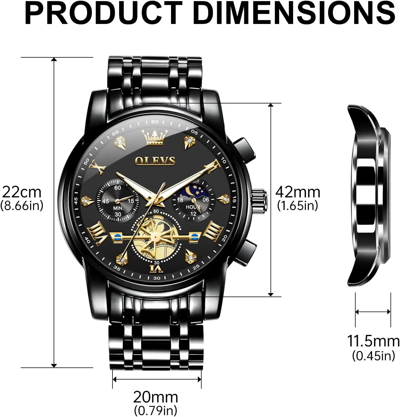 Face Male Watches Luxury rhinoceros corporate radioactivity Waterproof Roman Numeral Dress Diamond Relojes para Hombre OLEVS Men Silver Watches,Men's Stainless Steel Chronograph Watch,Man Analog Quartz Big 