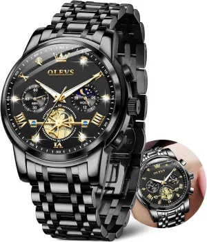Face Male Watches Luxury rhinoceros corporate radioactivity Waterproof Roman Numeral Dress Diamond Relojes para Hombre OLEVS Men Silver Watches,Men's Stainless Steel Chronograph Watch,Man Analog Quartz Big 