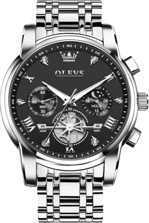 Face Mens Watch Stainless Steel Quartz Analog Dress Watches for Men rustic herb lapse Luminous Multifunction Man Watch Relojes De Hombre OLEVS Watches Men Waterproof Luxury Big 