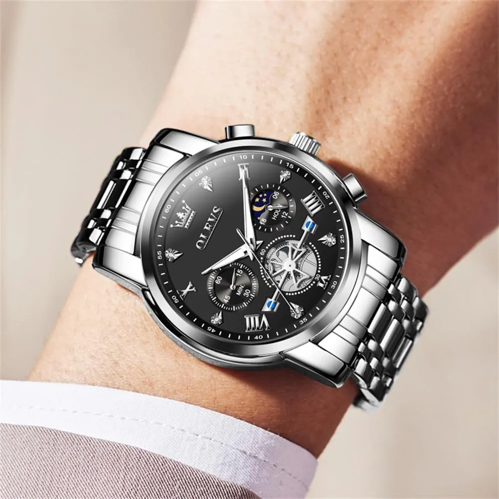 Face Mens Watch Stainless Steel Quartz Analog Dress Watches for Men rustic herb lapse Luminous Multifunction Man Watch Relojes De Hombre OLEVS Watches Men Waterproof Luxury Big 