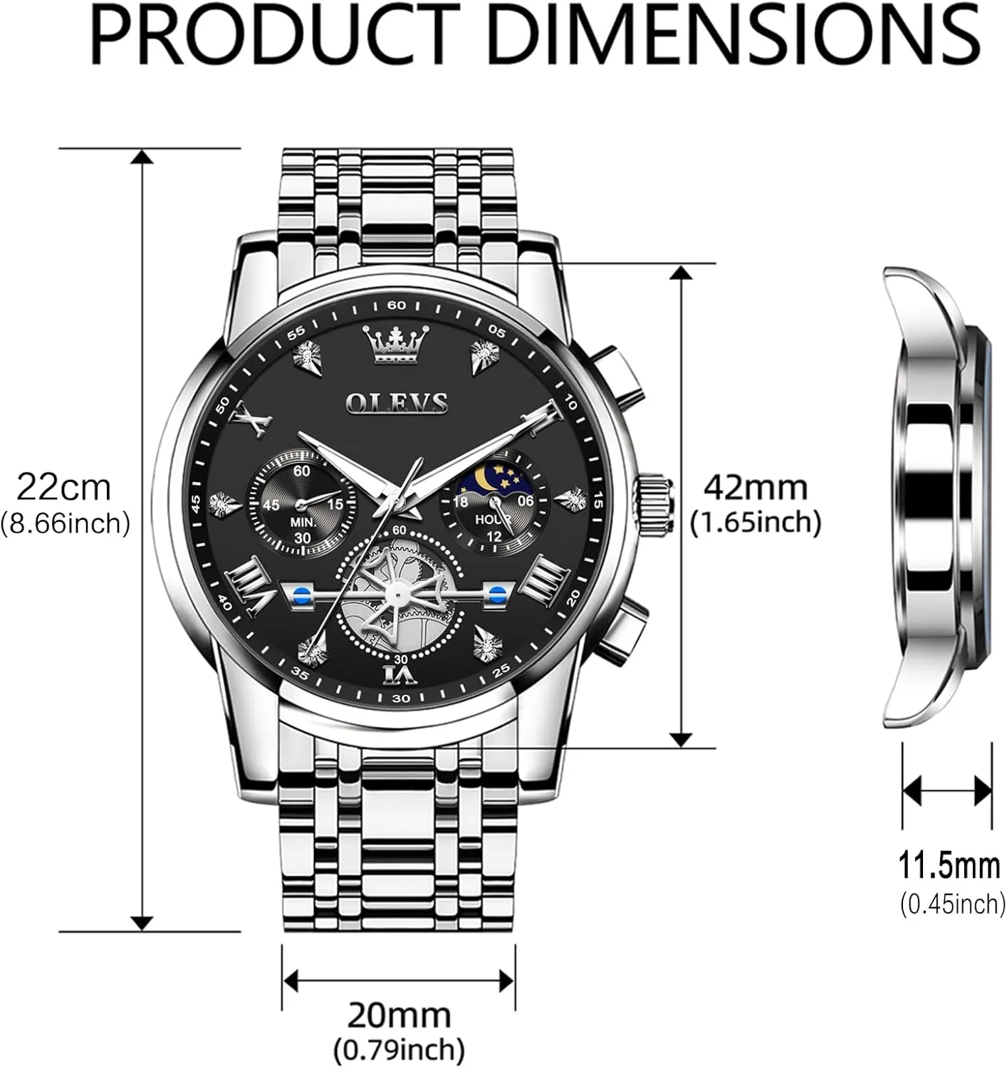 Face Mens Watch Stainless Steel Quartz Analog Dress Watches for Men rustic herb lapse Luminous Multifunction Man Watch Relojes De Hombre OLEVS Watches Men Waterproof Luxury Big 