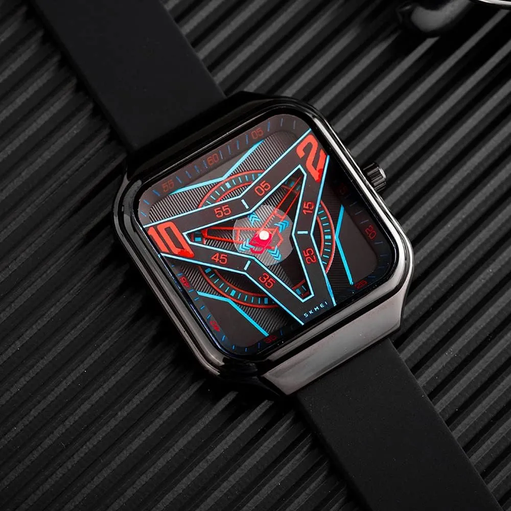 Face Waterproof Outdoor Sports Analog Quartz Wrist Watch MASTOP Men's and Women's Watches, Creative Watch Fashion Silicone Strap Square Sports canyon usual pipe Watch Large 