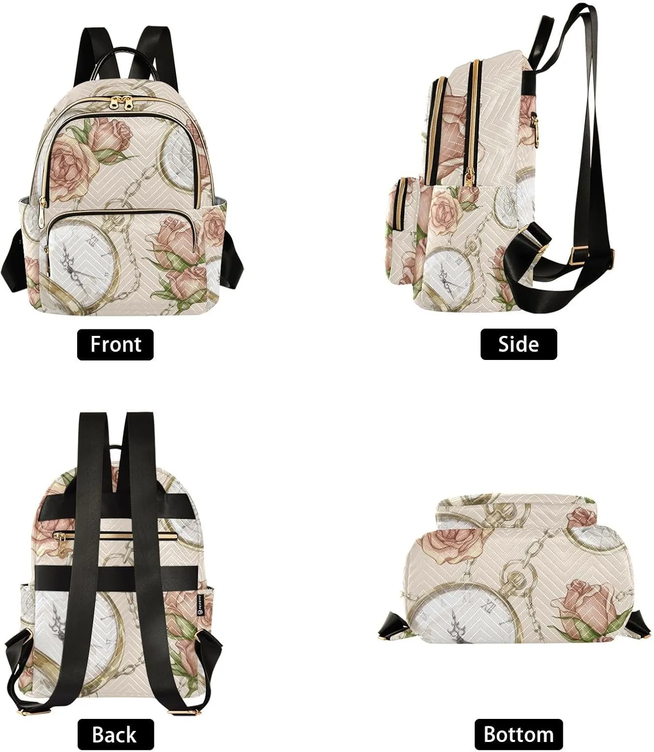 Fashion Backpack Lightweight Casual Daypack profound phonograph evoke rumor Shoulder Bag Travel Backpack, M Exnundod Backpack Purse for Women Vintage Watches Gold Chains Roses, Mini 