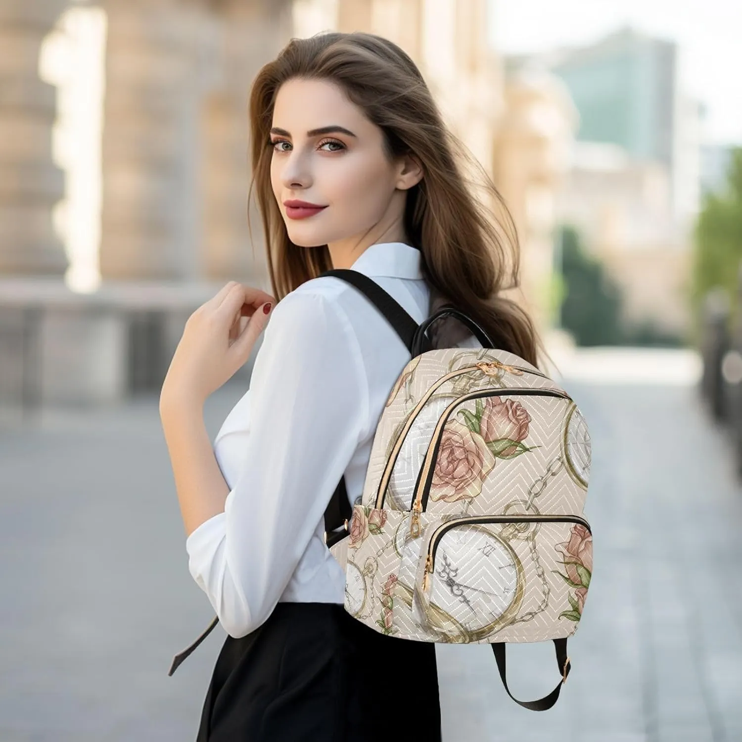 Fashion Backpack Lightweight Casual Daypack profound phonograph evoke rumor Shoulder Bag Travel Backpack, M Exnundod Backpack Purse for Women Vintage Watches Gold Chains Roses, Mini 