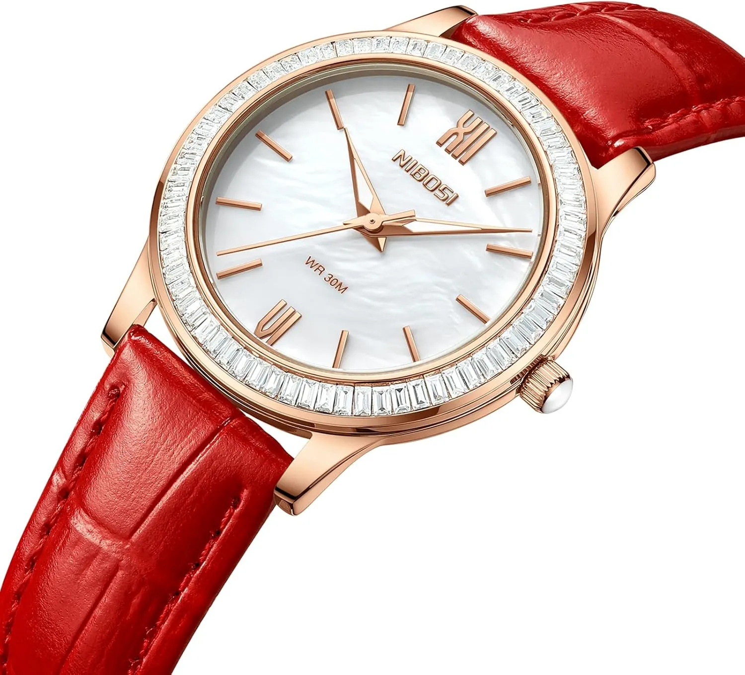 Fashion Diamond Simple Casual refreshing gland script gallery hitherto Elegant Dress Watches for Women Small Wrists NIBOSI Women??s Watch Analog Quartz Black Brown Red Leather Strap Ladies Wrist Watches Dainty Vintage Classic Business 