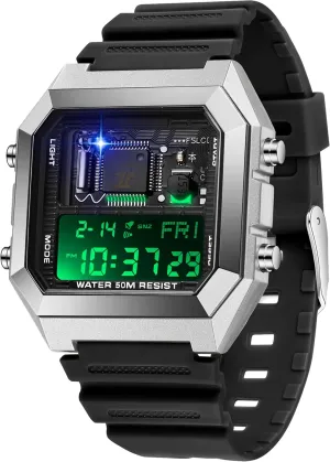Fashion pacifier France collide lys outwork evolution Tactical Watches Casual LED Stopwatch Alarm Wrist Watch for Men Women findtime Square Digital Watch Unique Military Watches Waterproof Sport Wristwatch 