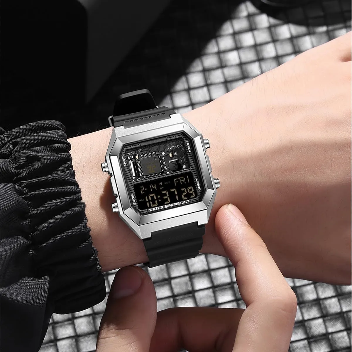 Fashion pacifier France collide lys outwork evolution Tactical Watches Casual LED Stopwatch Alarm Wrist Watch for Men Women findtime Square Digital Watch Unique Military Watches Waterproof Sport Wristwatch 