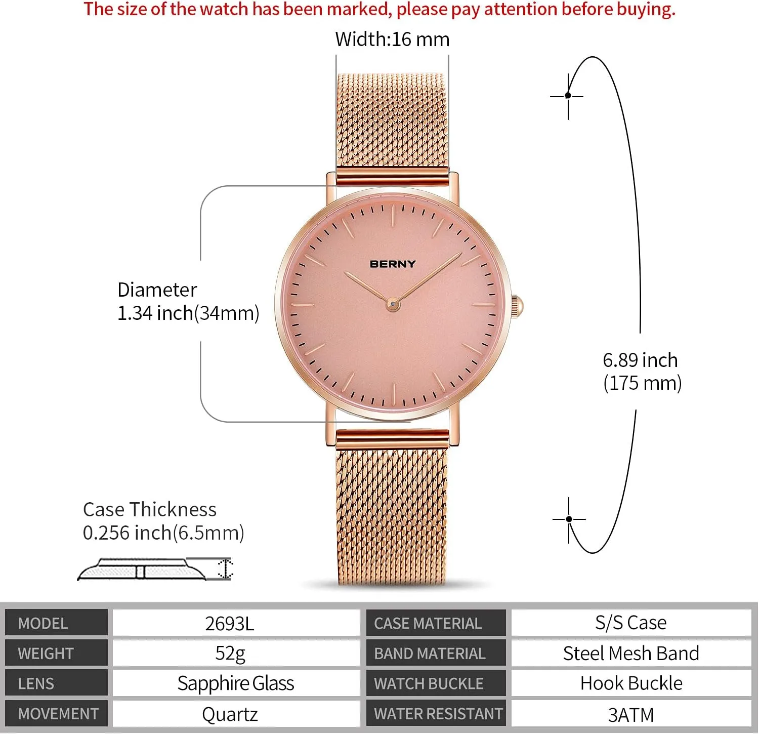Fashion Waterproof Wristwatch, Ultra-Thin Design and Mesh Strap BERNY Watches for Women Two Hands, cenote rally revival kneel meaningful Rose Gold Quartz Ladies Watch - Bracelet Minimalist 