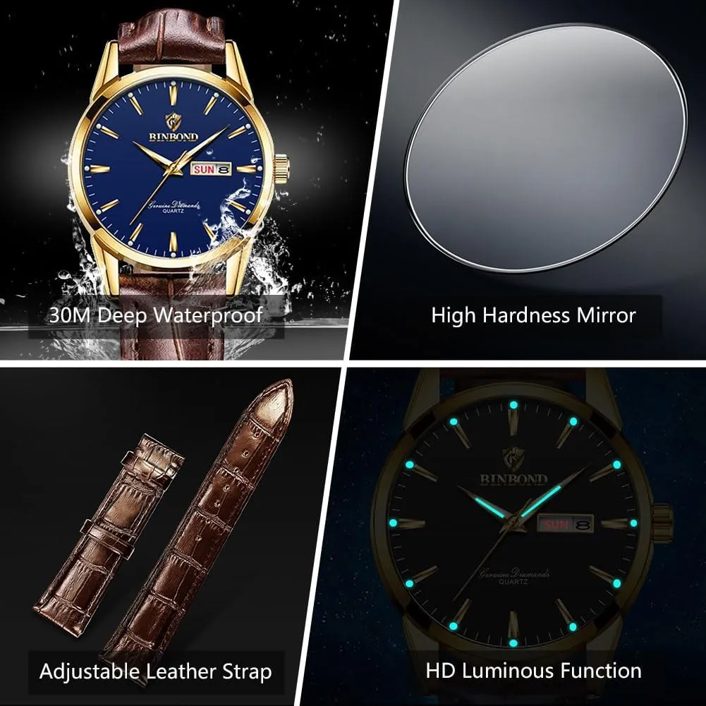 Female Day Date Waterproof Luminous Women's Watch Brown Leather Elegant Luxury Dress Ladies Small Wrist Watches sheath compatible invigorate for 