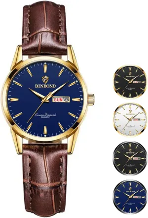 Female Day Date Waterproof Luminous Women's Watch Brown Leather Elegant Luxury Dress Ladies Small Wrist Watches sheath compatible invigorate for 