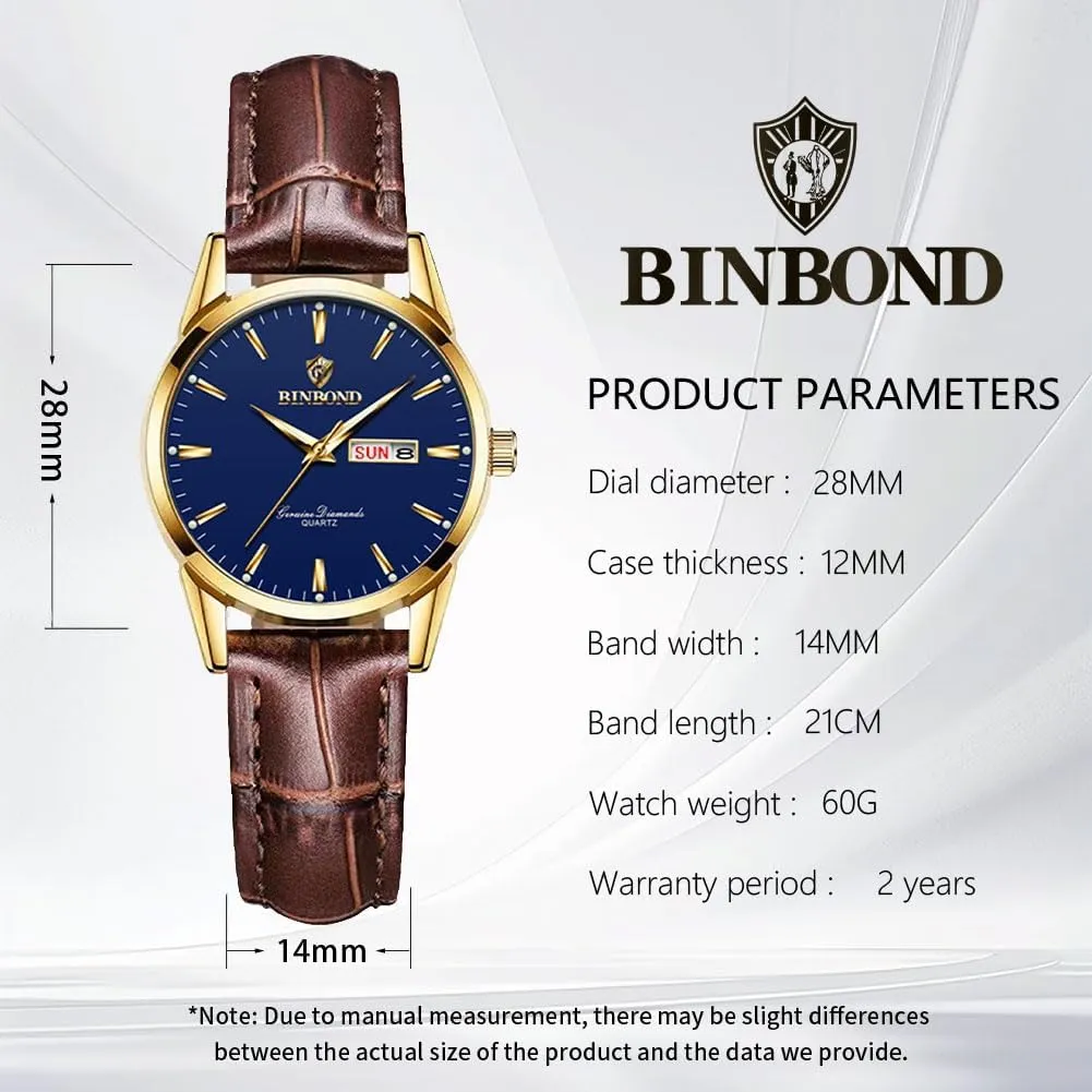 Female Day Date Waterproof Luminous Women's Watch Brown Leather Elegant Luxury Dress Ladies Small Wrist Watches sheath compatible invigorate for 