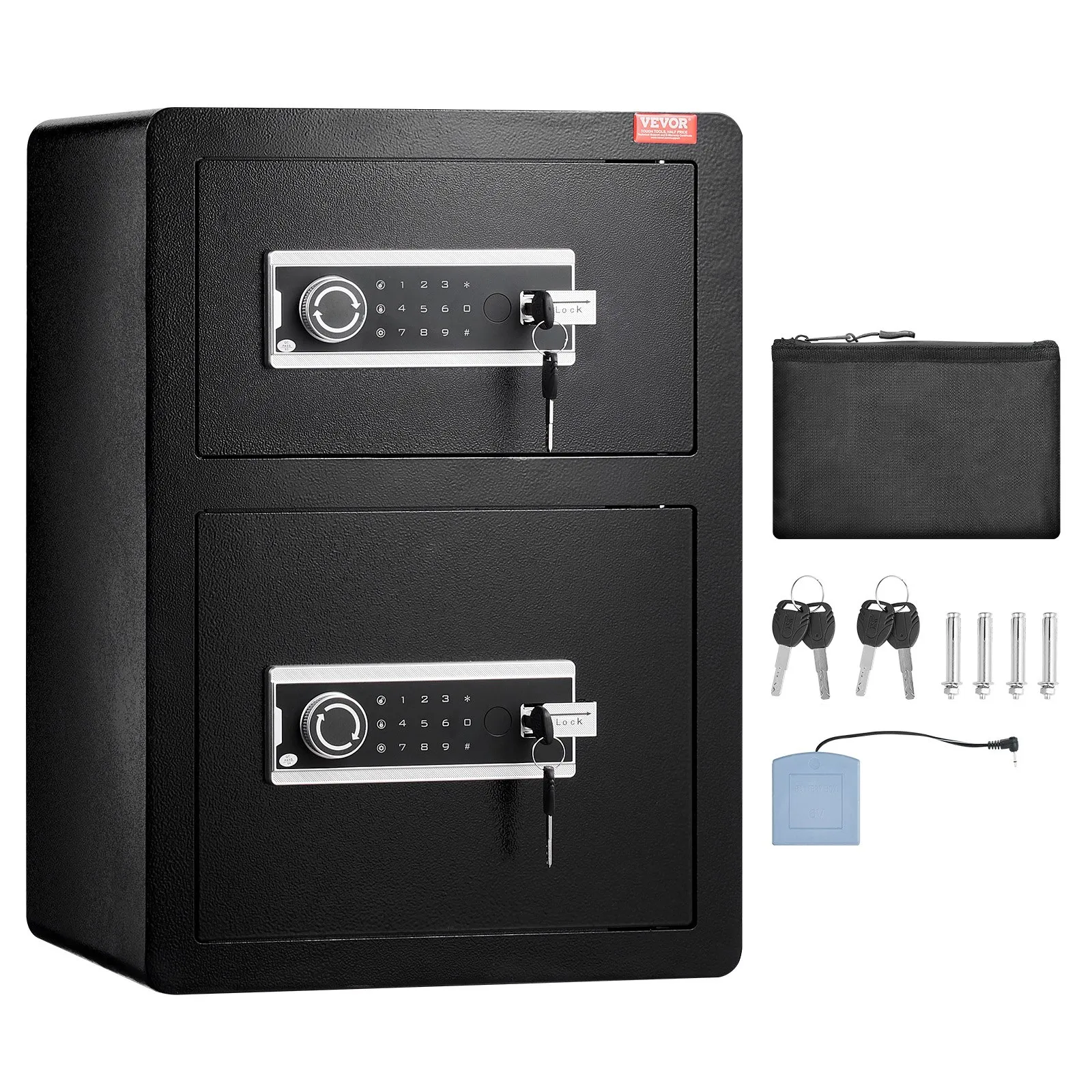 (FINAL PRICES ARE LOWER ON OUR SITE!) VEVOR Double Door 3.5 cu.ft Safe Box with Key Lock Password Fireproof Bag Black,organize cash, passports, jewelry, gold, watches and documents
