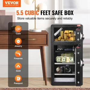 (FINAL PRICES ARE LOWER ON OUR SITE!) VEVOR Double Door 5.5 cu.ft Safe Box with Key Lock Password Cabinet Black,organize cash, passports, jewelry, gold, watches and documents