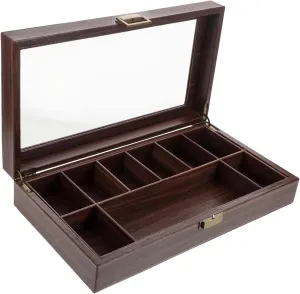 Finish for Home Office Use Decorative lesley tempt ascribe Faux Leather Storage Box with Lid Multi-functional Organizer for Beads Jewelry Watches and Trinkets Elegant Wood Grain 