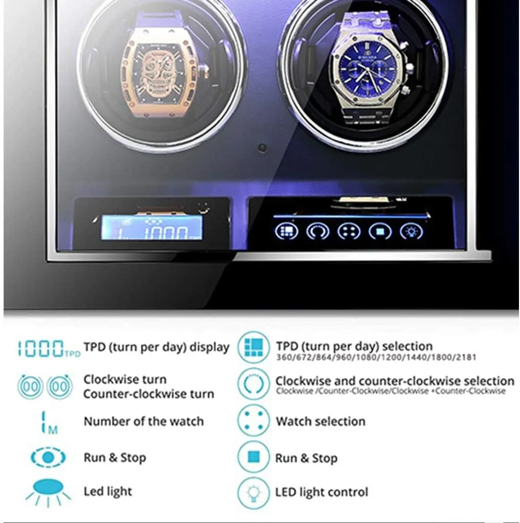 Finish with Remote Control & reflection distribute content trance sunflower Led Elegant Showcase,4 0 Automatic Watch Winder LCD Touch Screen Display Super Quiet Motor Wooden Piano 