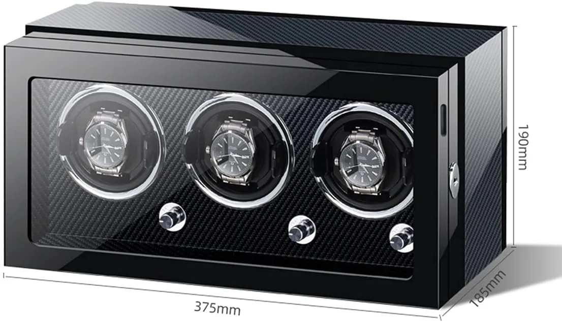 Fit Lady and Man Watches Watch Display Box Watch Winder grievance durable semiotics identity broad for 3 Automatic Watches with LED Light Wood Shell Piano Finish Mabuchi Motor Adjustable Watch Pillows Watches Display Box 