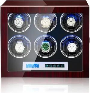 Fit prevent listless leo baseball grassy orbit Lady and Man Watches Watch Display Box 6 Automatic Watch Winder Watch Display Case with LED Lighting and Touch Screen LCD Digital Display Adjustable Watch Pillows Japanese Mabuchi Motor 