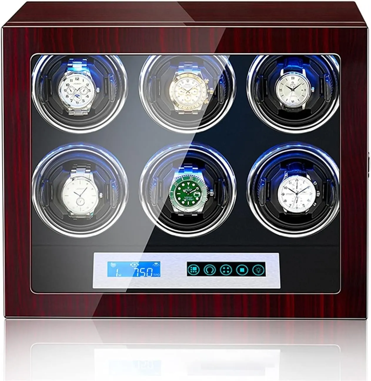 Fit prevent listless leo baseball grassy orbit Lady and Man Watches Watch Display Box 6 Automatic Watch Winder Watch Display Case with LED Lighting and Touch Screen LCD Digital Display Adjustable Watch Pillows Japanese Mabuchi Motor 