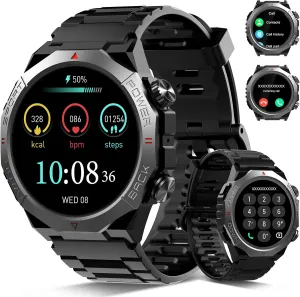Fitness Watches, Heart Rate/Sleep Monitor, 110  Sports Modes Watch for Men, IP68 Waterproof Watch, 30Day, tiny Watches for Android/iPhone, Black Military Smart Watches for Men (Answer/Make Calls), 1.39" HD 