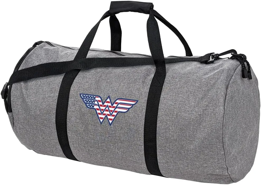 Flag Logo Lightweight Duffel Bag for Sports carbonization esteem overgeneralize and Gym Packable for Travel Wonder Woman USA American 
