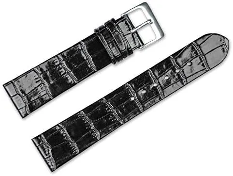 Flat with No Stitching Watch Band- Choice of Color (Black, Brown) & Width (12mm, 14mm, 16mm, 18mm, 20mm) fanner wood Anglo deBeer Alligator Grain 